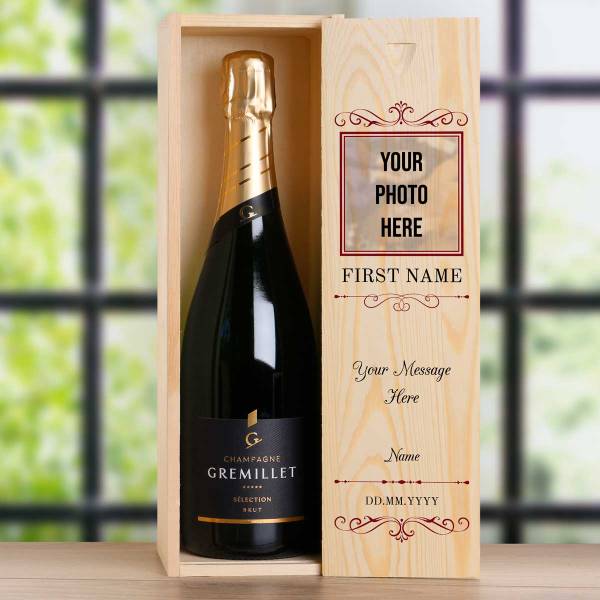 Any Message And Photo - Personalised Single Champagne Box