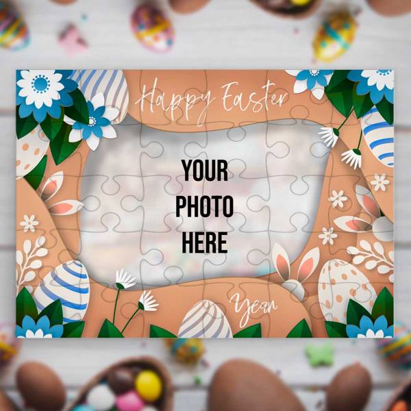 Happy Easter Any Photo With Border Personalised Jigsaw