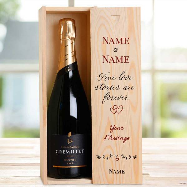 True Love Stories Are Forever - Personalised Single Champagne Box