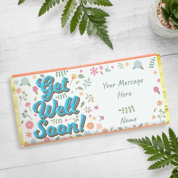 Get Well Soon Flowers Personalised Chocolate Bar