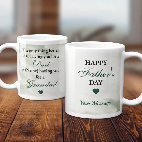 Any Message Happy Father's Day Dad And Grandad Green - Personalised Mug