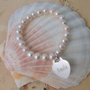 Freshwater Pearl Bracelet With Heart - Personalised