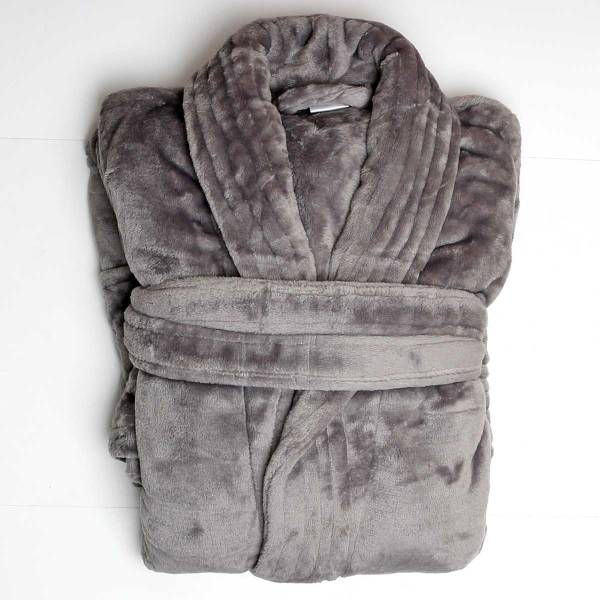 Embroidered Bathrobe - Grey