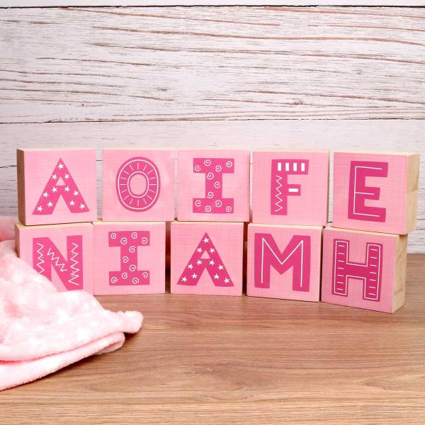 Alphabet Name Blocks - Choice of Pink, Blue or Yellow