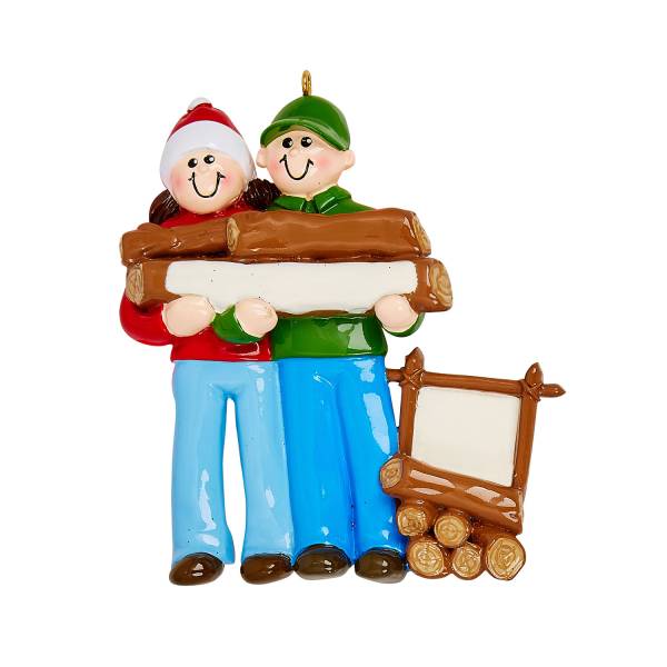 Personalised Christmas Ornament - Log Couple