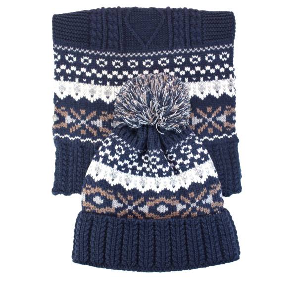 Gent's Fair Isle Hat & Scarf Set