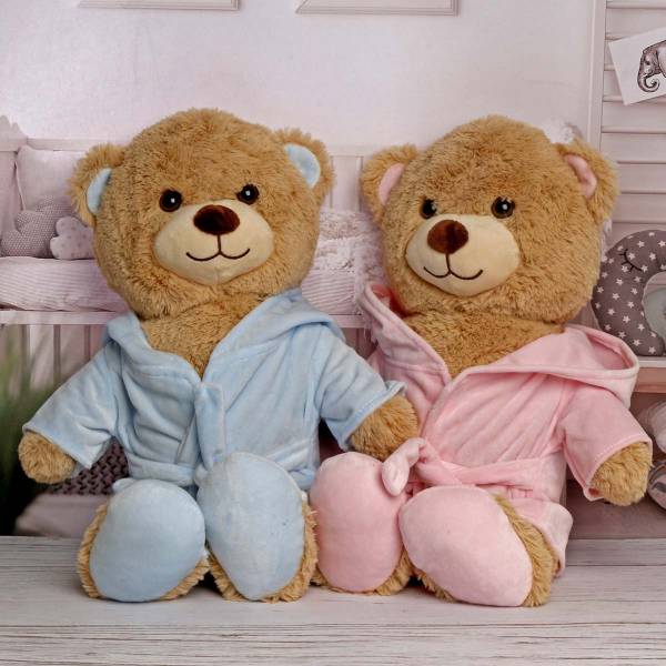 Plush Bear In Slippers & Hooded Robe - Personalised