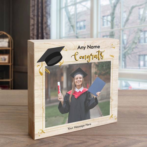 Congrats Any Photo and Message - Wooden Photo Blocks