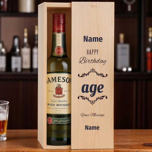 Any Name, Age & Message Whiskey - Personalised Wooden Box