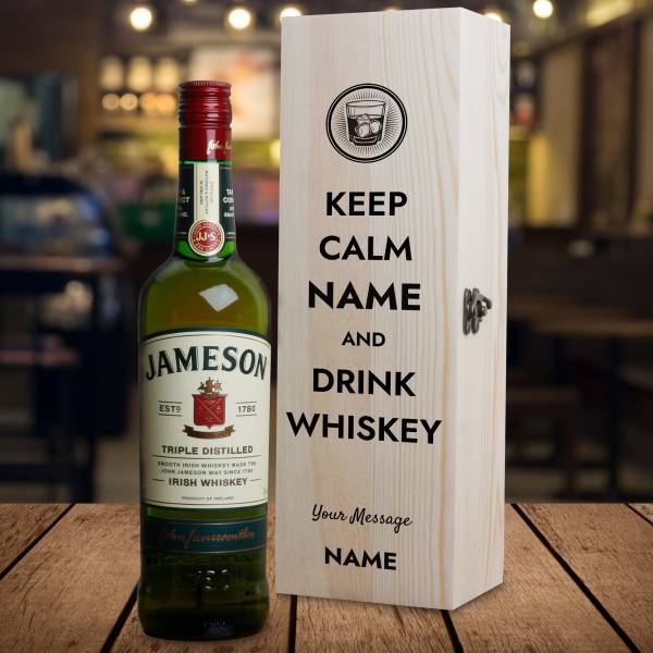 Keep Calm and Drink Whiskey - Personalised Wooden Box