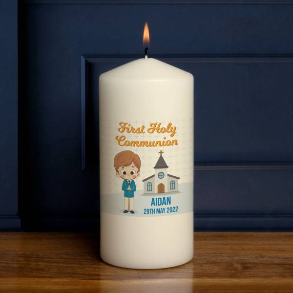 First Holy Communion Boy - Personalised Candle