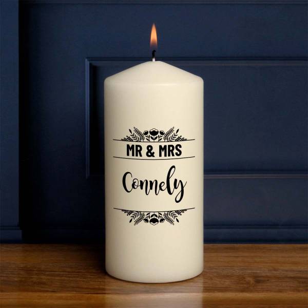 Mr And Mrs Surname - Personalised Candle