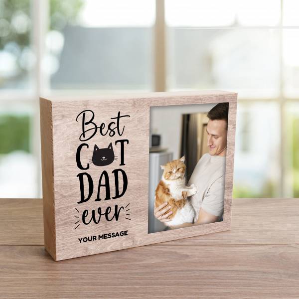 Best Cat Dad Ever - Wooden Photo Blocks