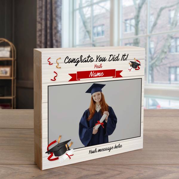 Congrats You Did It! Graduation Wooden Photo Block