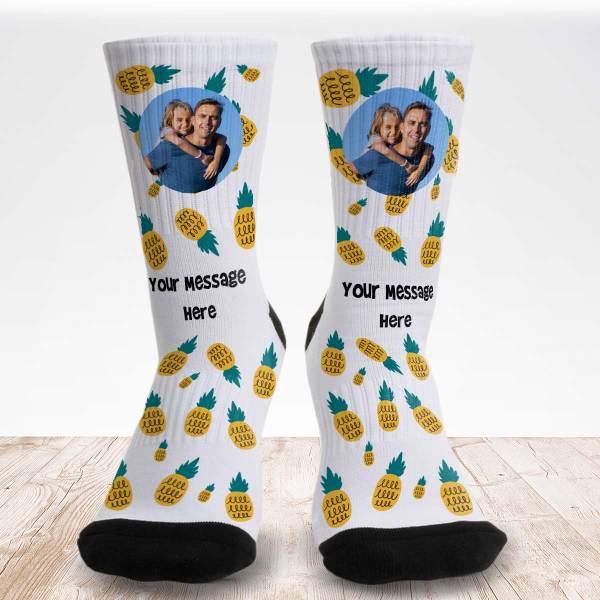 Pineapple Any Photo and Message - Personalised Socks