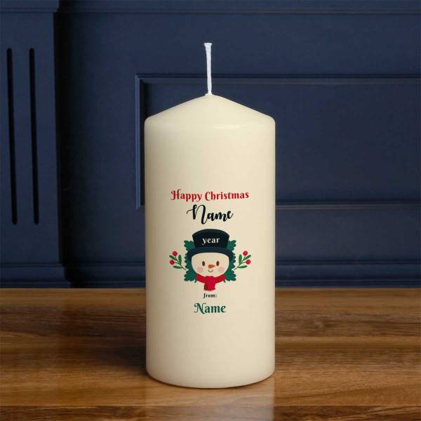 Happy Christmas Snowman - Personalised Candle