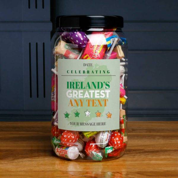 Ireland's Greatest Any Text - Personalised Sweets Jar