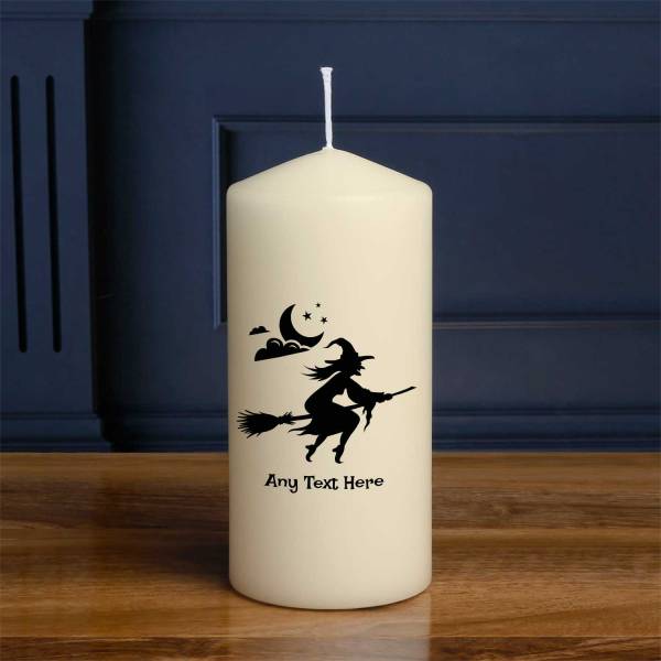 Witch Silhouette - Halloween Personalised Candle