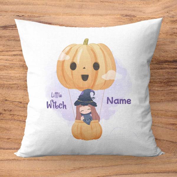 Little Witch Hot Air Balloon - Halloween Personalised Cushion Square