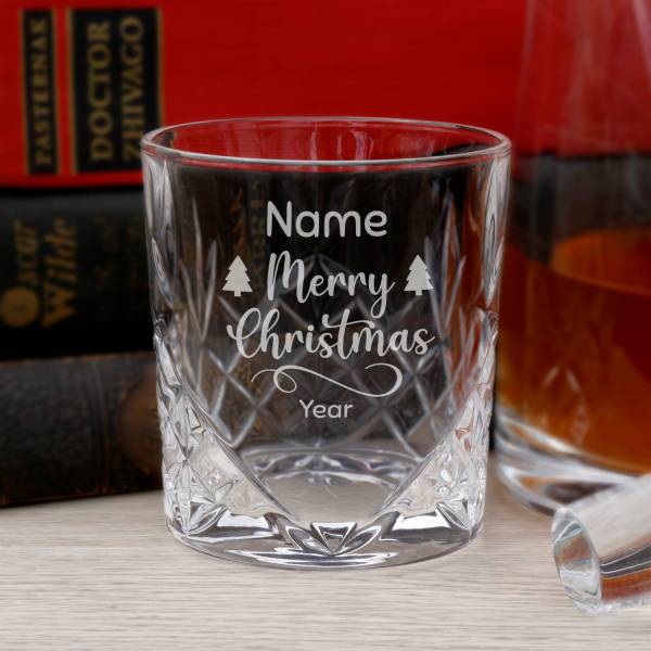 Merry Christmas - Whiskey Cut-Glass Personalised