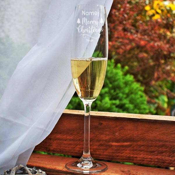 Merry Christmas - Personalised Champagne Crystal Flute