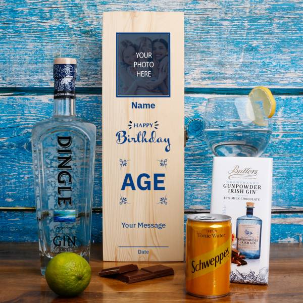 Any Photo Happy Birthday Dingle Gin - Personalised Gin Box