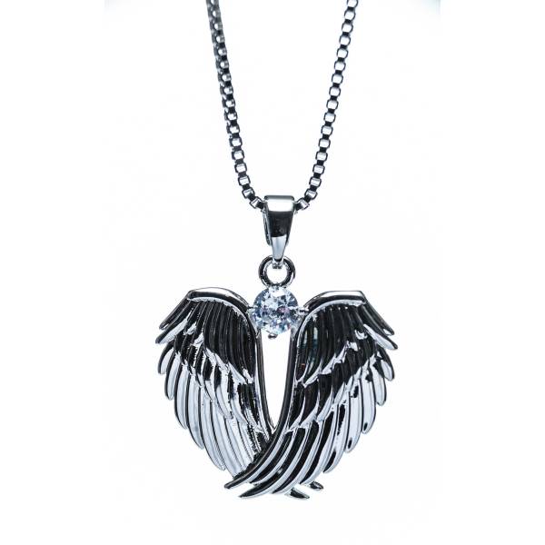 Silver Angel Wings With Diamond Pendant - Newgrange Living