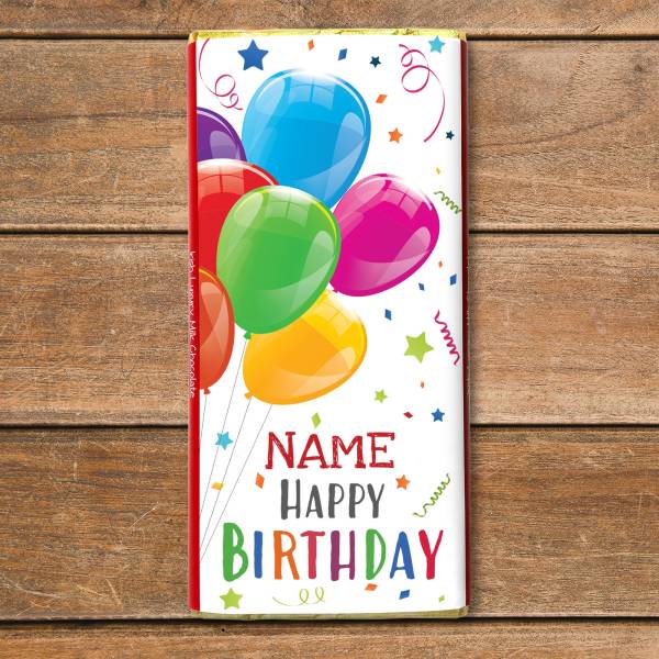 Happy Birthday Balloons Personalised Chocolate Bar