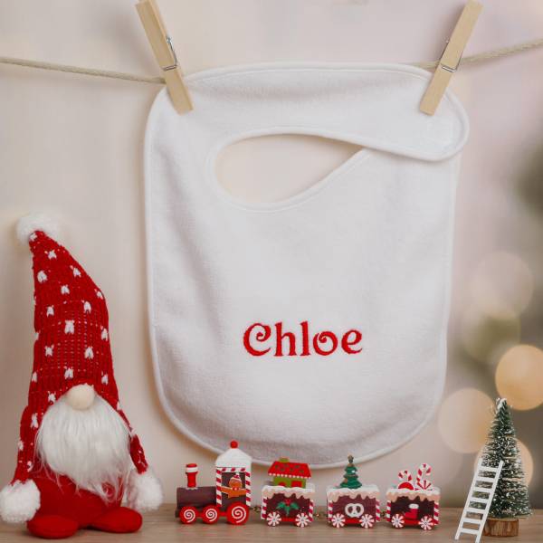 Christmas Baby Bib - Embroidered