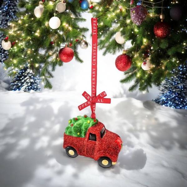 Tipperary Crystal Porcelain Truck With Tree Christmas Decoration