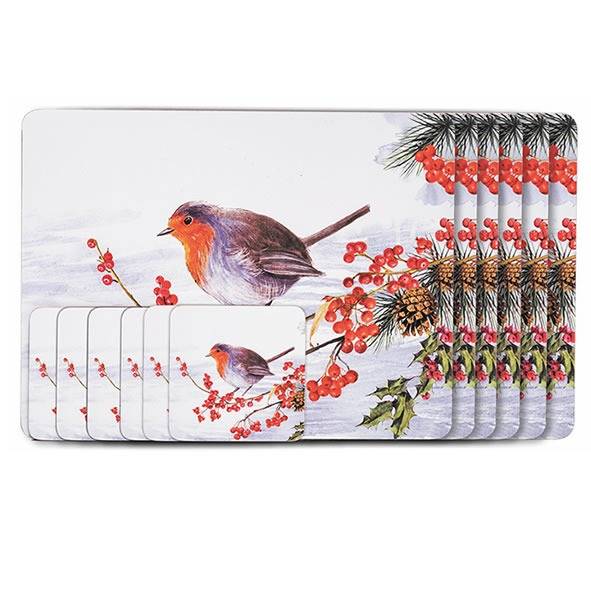 Robin Placemat & Coaster Set of 6 - Newgrange Living