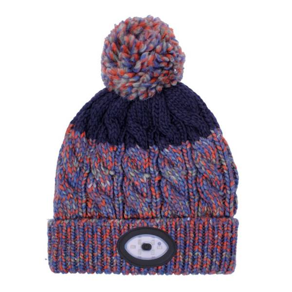 Kids Knitted Rechargeable LED Light Up Torch Hat - Navy