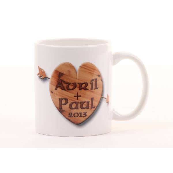 Wooden Heart Personalised Mug