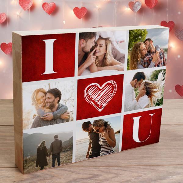 Any 6 Photos I love You - Wooden Photo Blocks