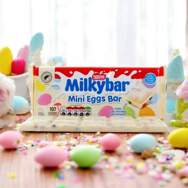 Milkybar Mini Eggs Easter White Chocolate Sharing Bar 100g