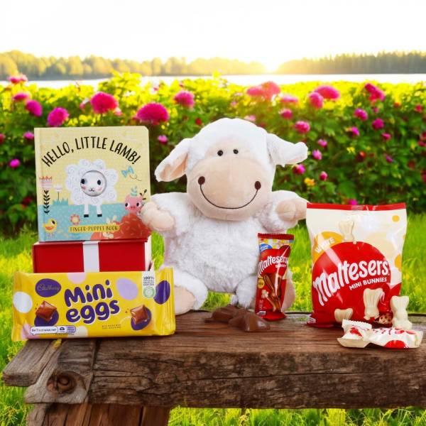 Cuddly Lamb, Hello Little Lamb Book & Chocolate Treats Gift Pack