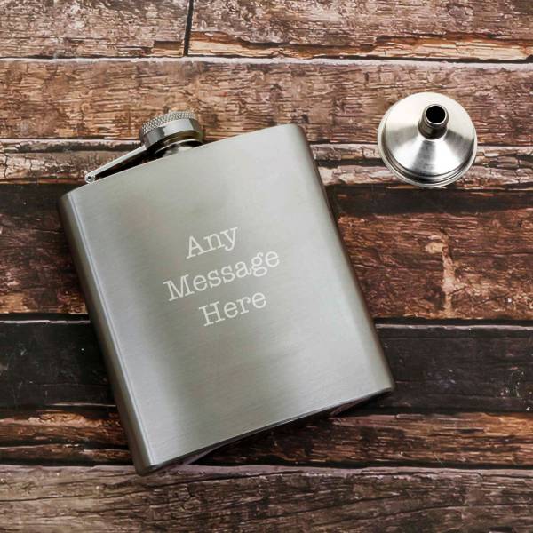 Any Message Personalised Engraved Hip Flask & Funnel