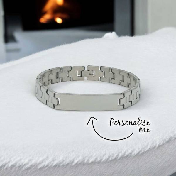 Men's Stainless Steel Bracelet - Engraved