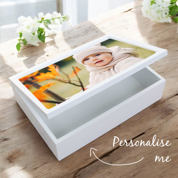 Any Photo Personalised White Keepsake Box