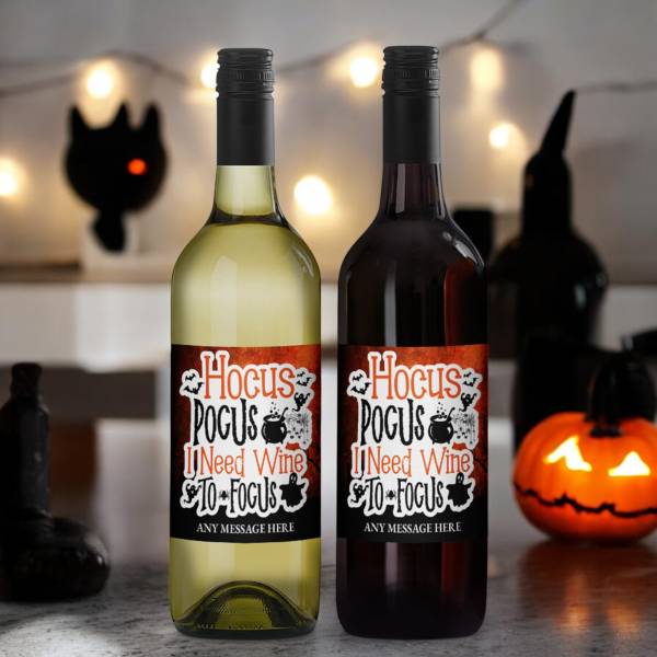 Hocus Pocus I Need Wine to Focus - Personalised Wine