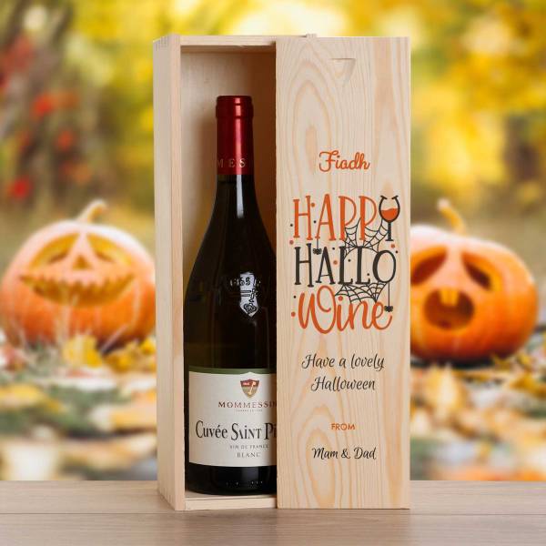 Happy HalloWine Personalised Wooden Single Wine Box