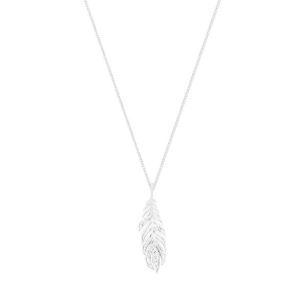 Tipperary Crystal Feather Pendant Silver Inset With Crystals