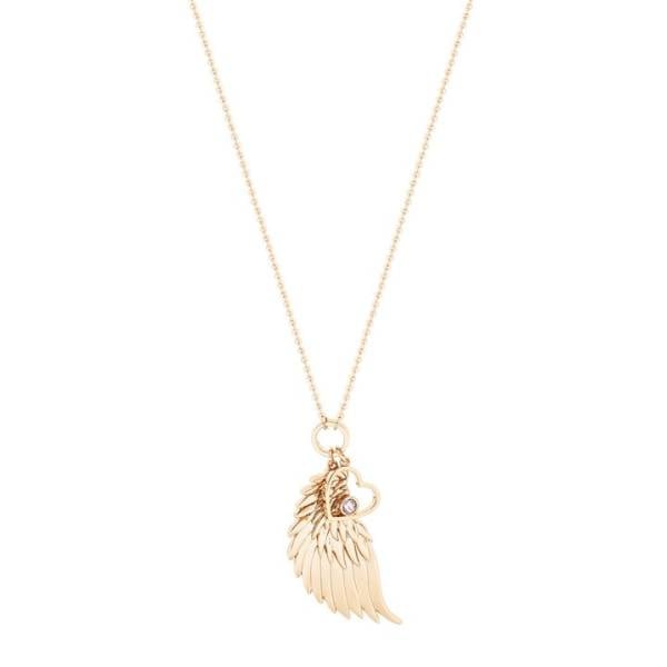 Tipperary Crystal Angel Wing Heart Pendant Gold