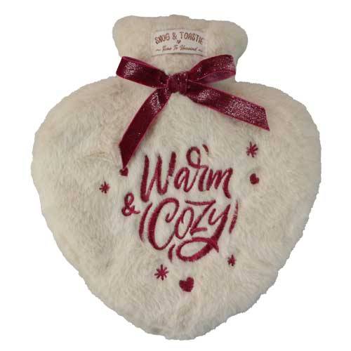 Slogan Plush Heart Embroidery Hot Water Bottle