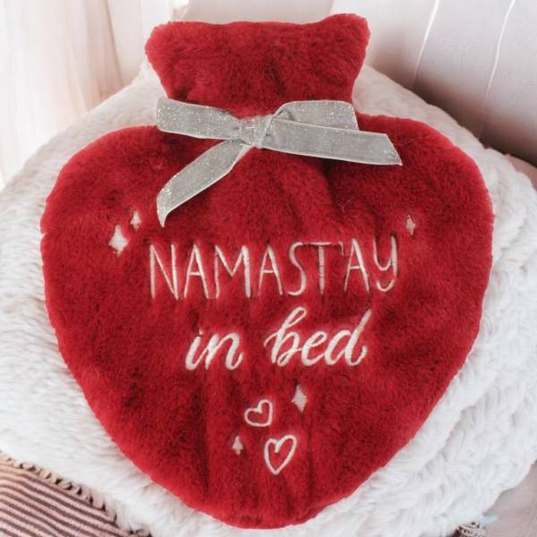 Slogan Plush Heart Embroidery Hot Water Bottle