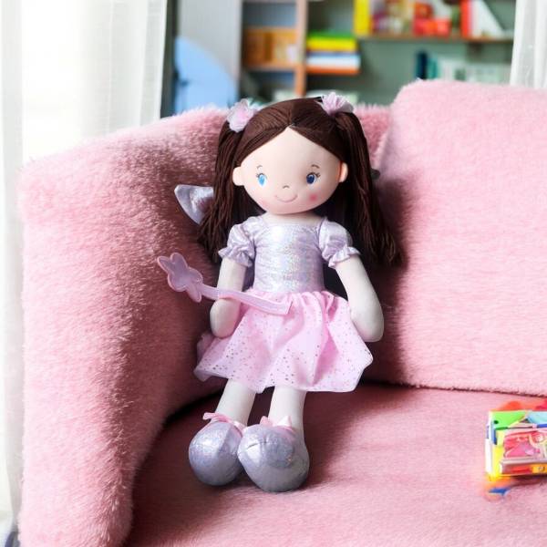 Large Ragdoll With Fairy Wings & Wand - Pink Dress