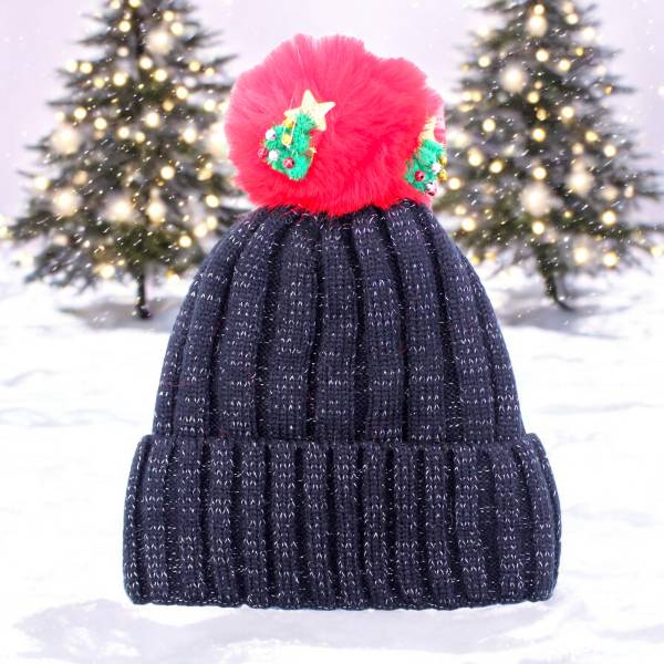 Ladies Novelty Interchangeable Pom Pom Hat