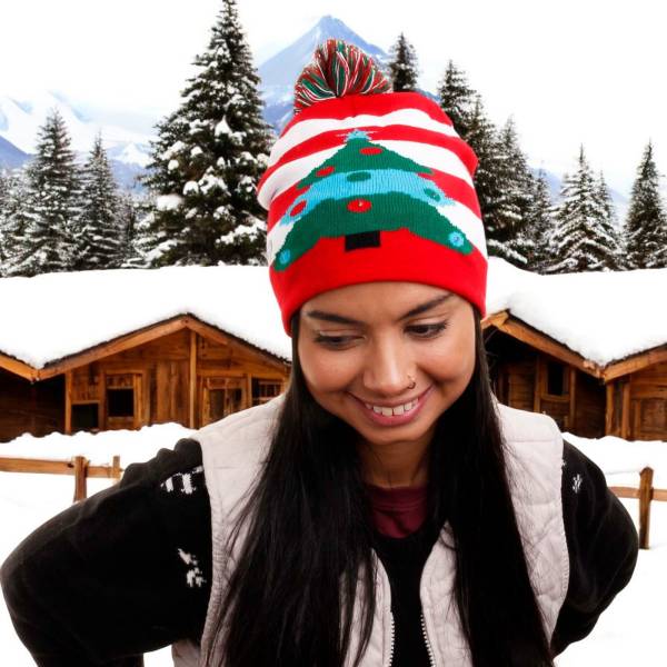 Christmas Tree Novelty Light Up Beanie Hat