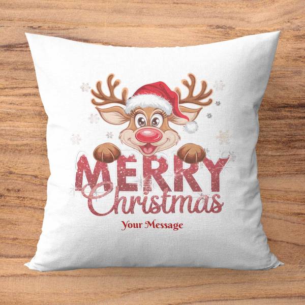 Merry Christmas Deer Personalised Cushion Square