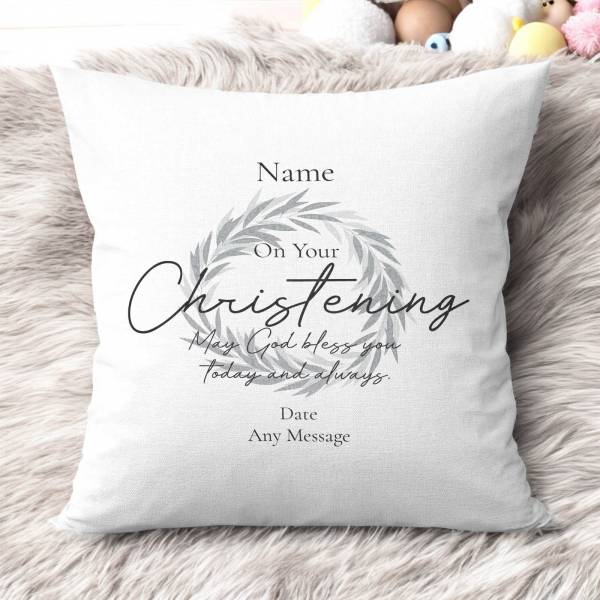 On your Christening Personalised Cushion Square